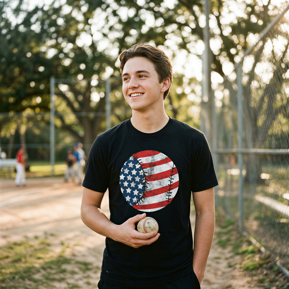 American Flag Baseball Men's T Shirt product image 2