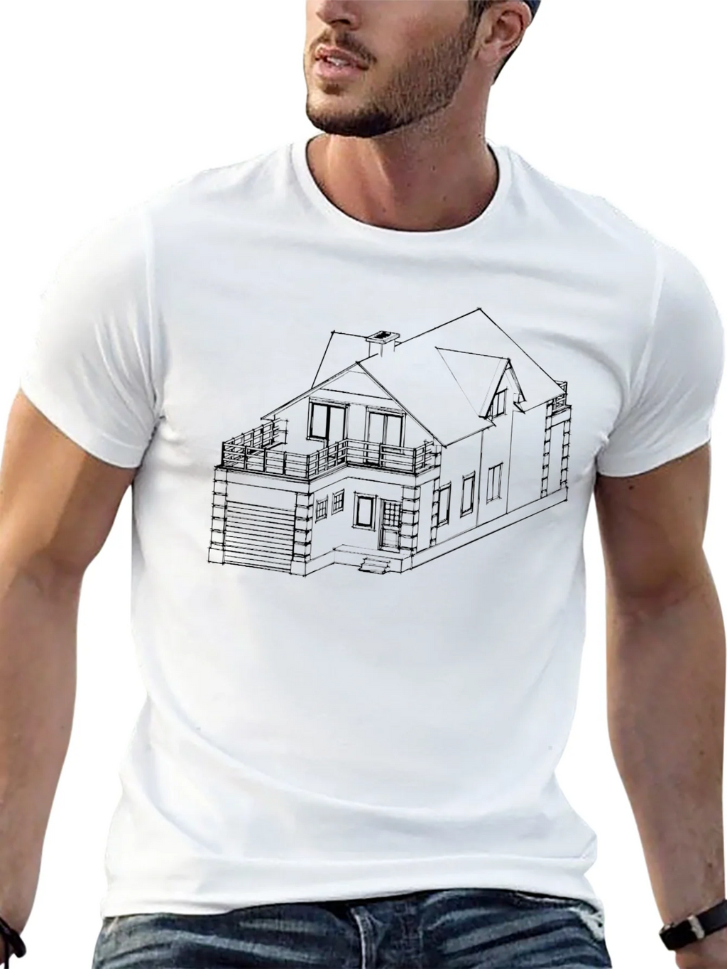 Modern Home Blueprint Black T-Shirt product image 11