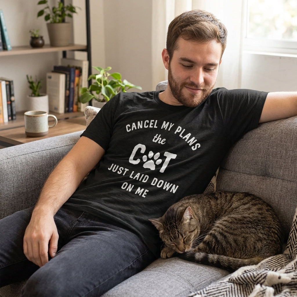 Cancel My Plans The Cat Just Laid Down On Me Men's T Shirt product image 2