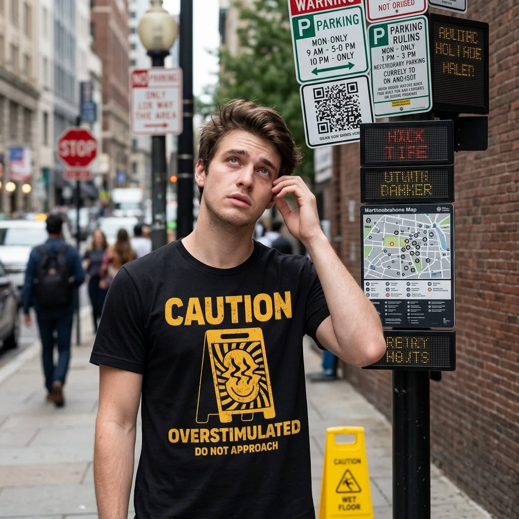 Caution Overstimulated Do Not Approach Men's T Shirt product image 2