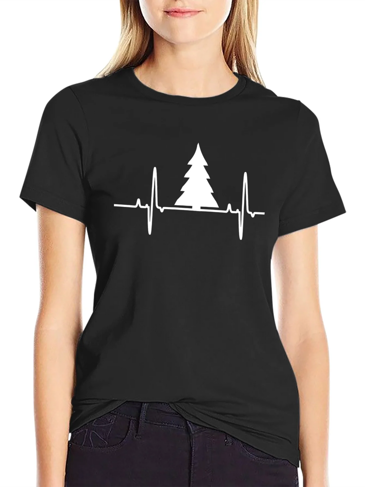 Christmas Tree Heartbeat T-Shirt - Holiday ECG Tee product image 2