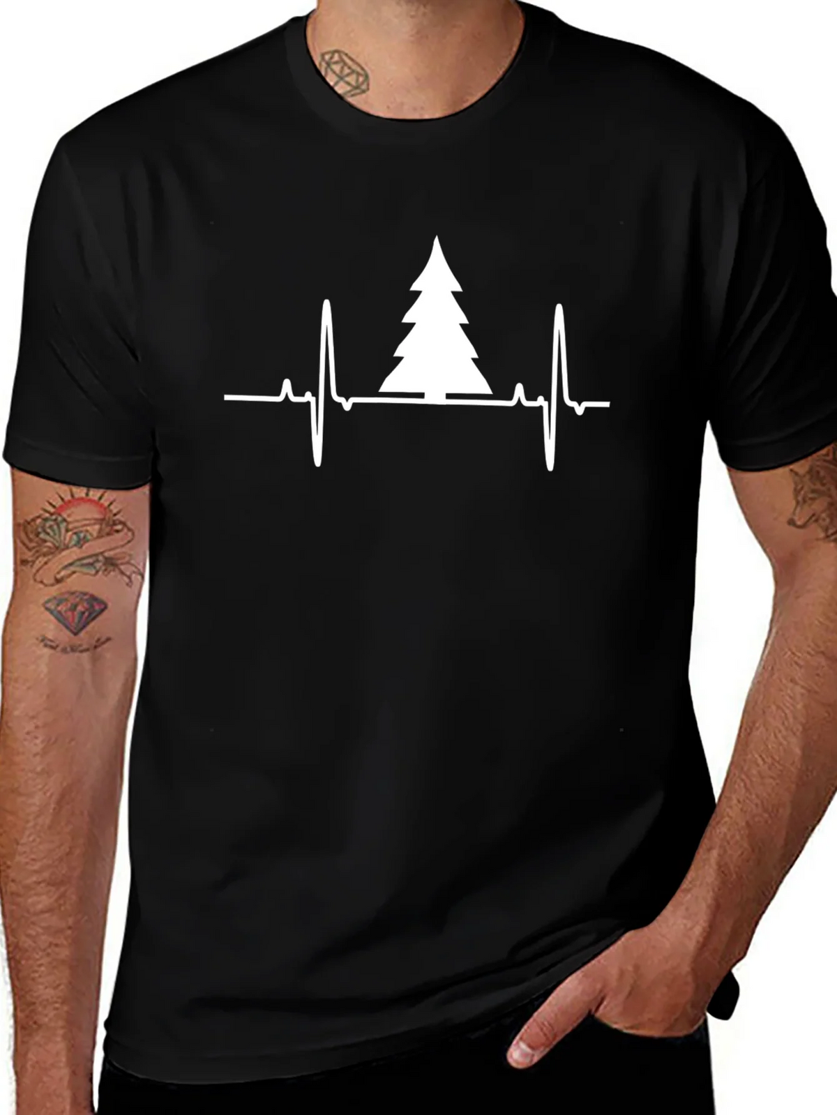 Christmas Tree Heartbeat T-Shirt - Holiday ECG Tee product image 1