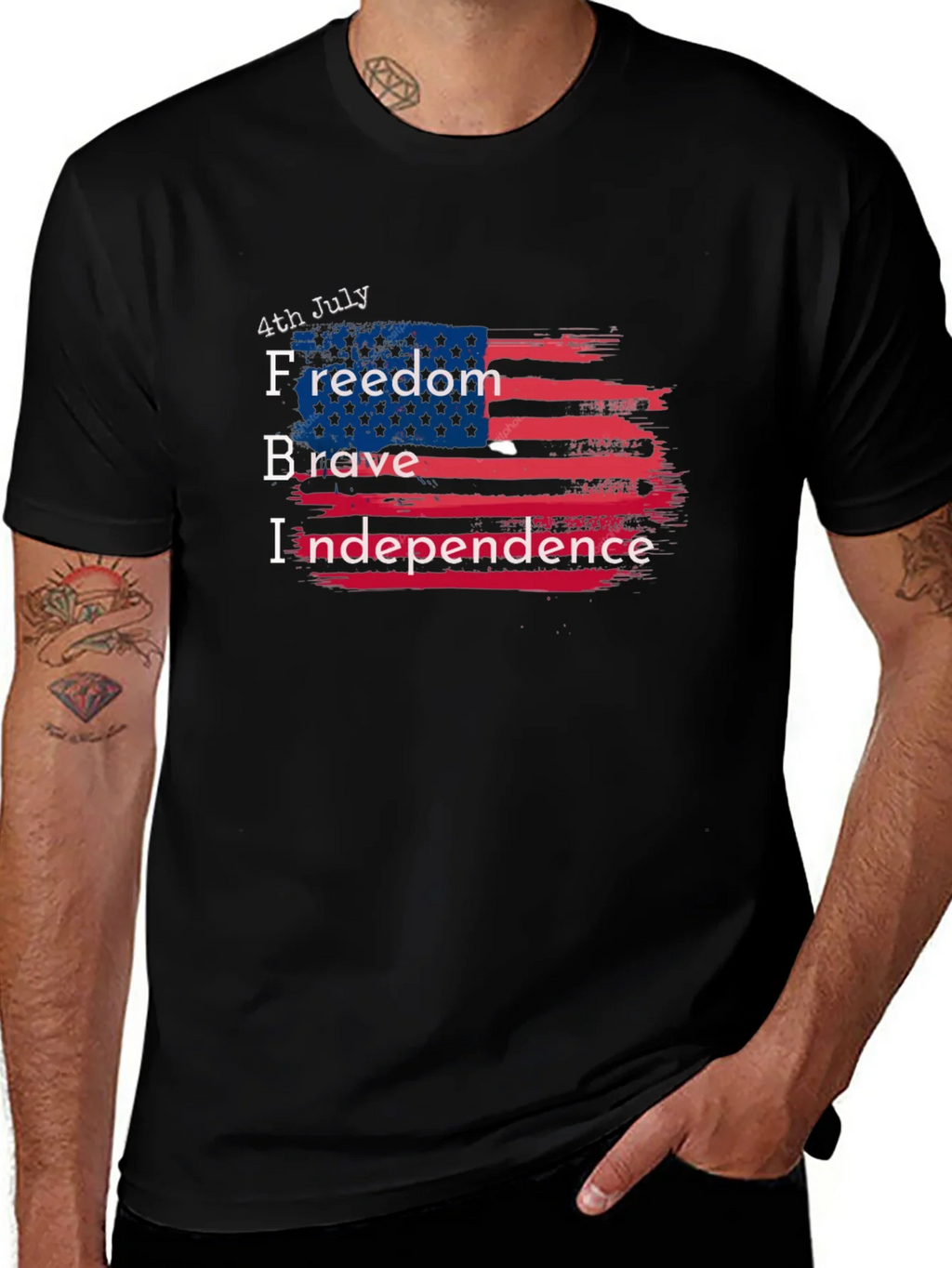Patriotic 4th July T-Shirt: Freedom Brave Independence product image 1