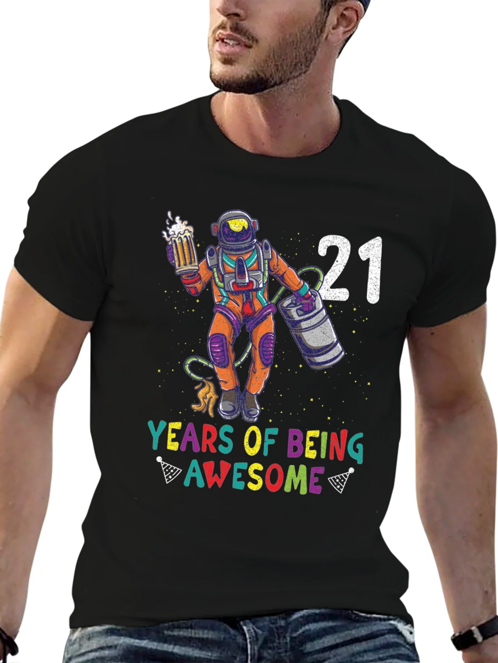 21 Years of Being Awesome Astronaut T-Shirt product image 6