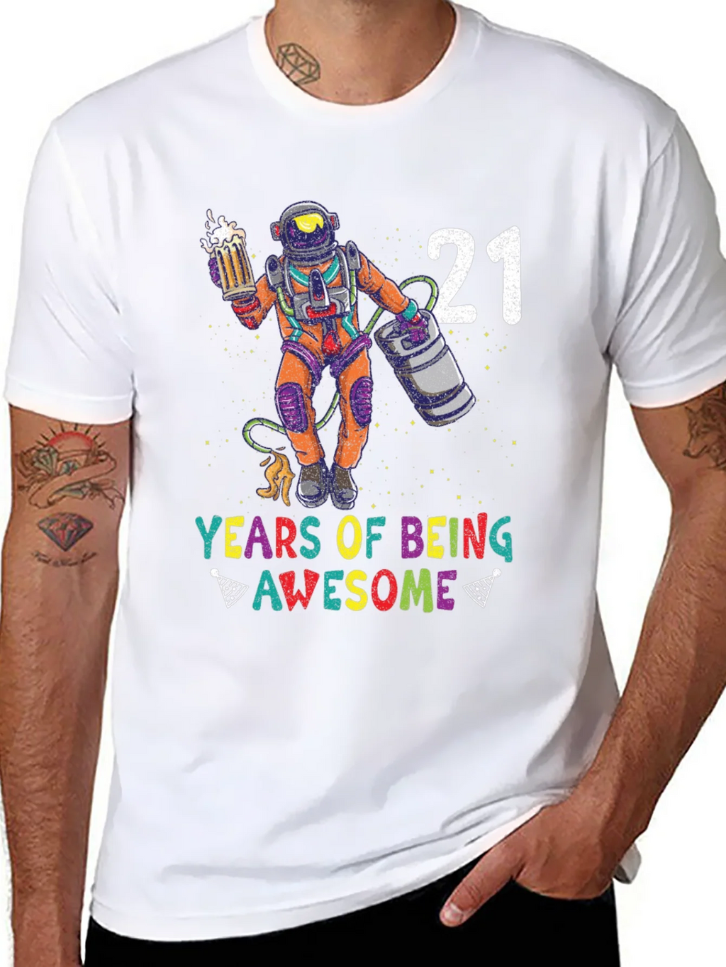21 Years of Being Awesome Astronaut T-Shirt product image 7