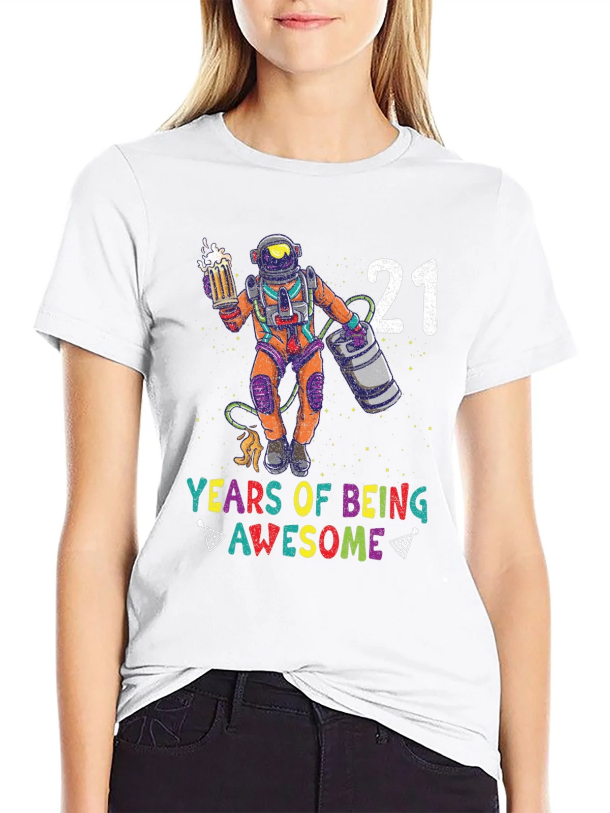21 Years of Being Awesome Astronaut T-Shirt product image 8