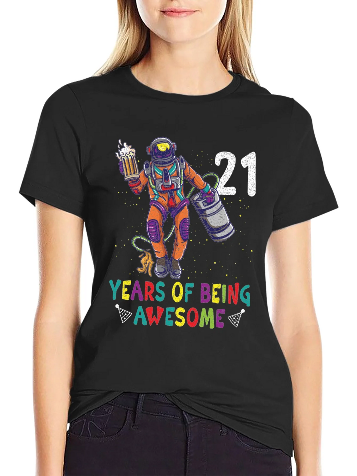 21 Years of Being Awesome Astronaut T-Shirt product image 2