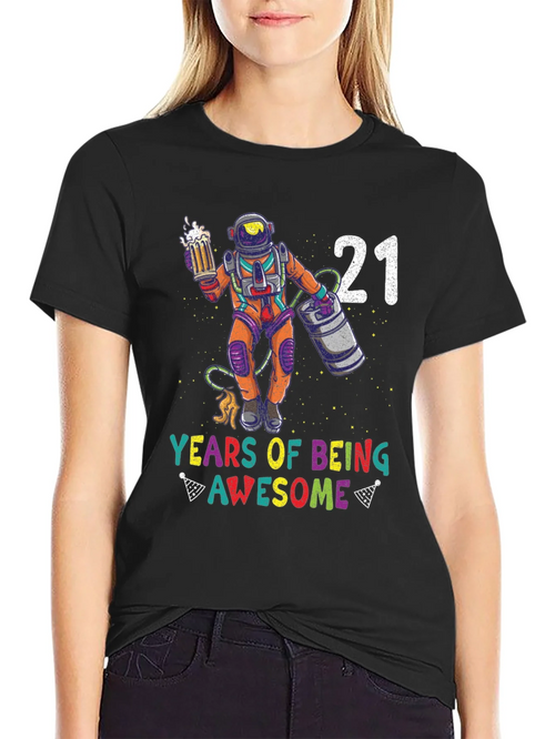 21 Years of Being Awesome Astronaut T-Shirt product image 2