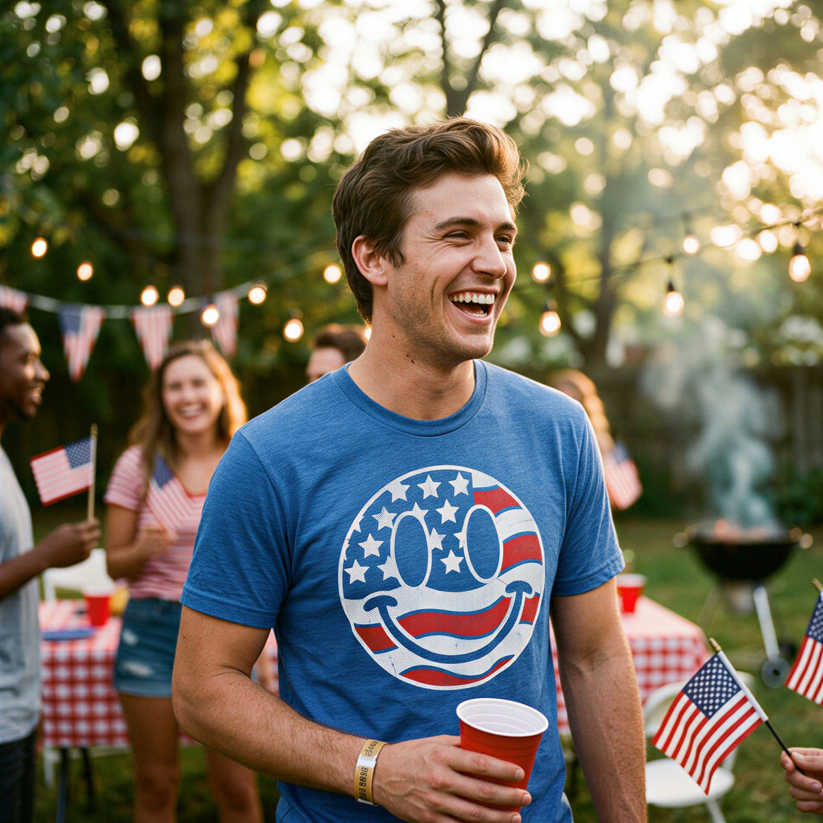 American Flag Smile Men's T Shirt product image 2