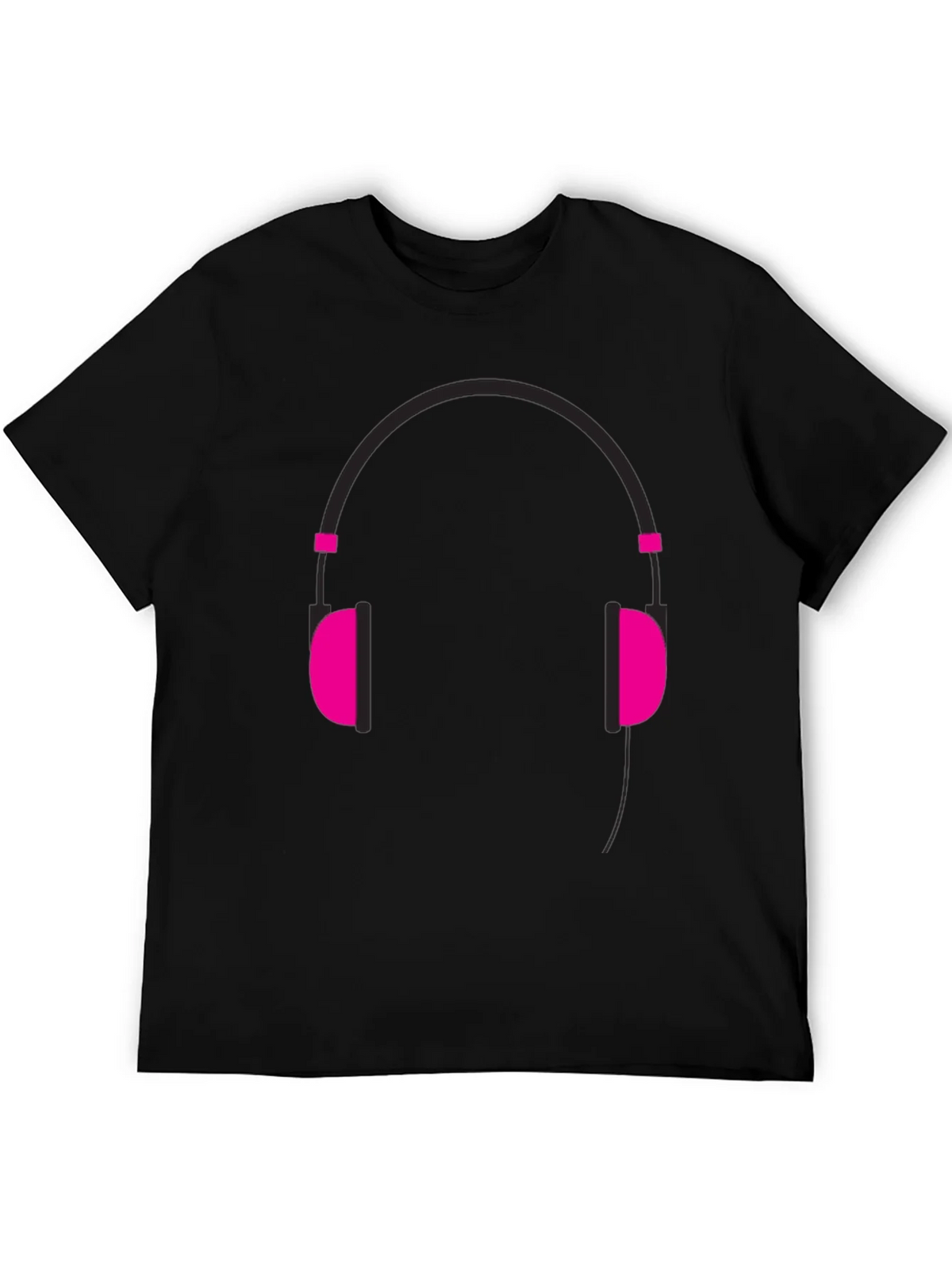 Graphic Tee: Headphones Design - Black Cotton Casual Wear product image 4