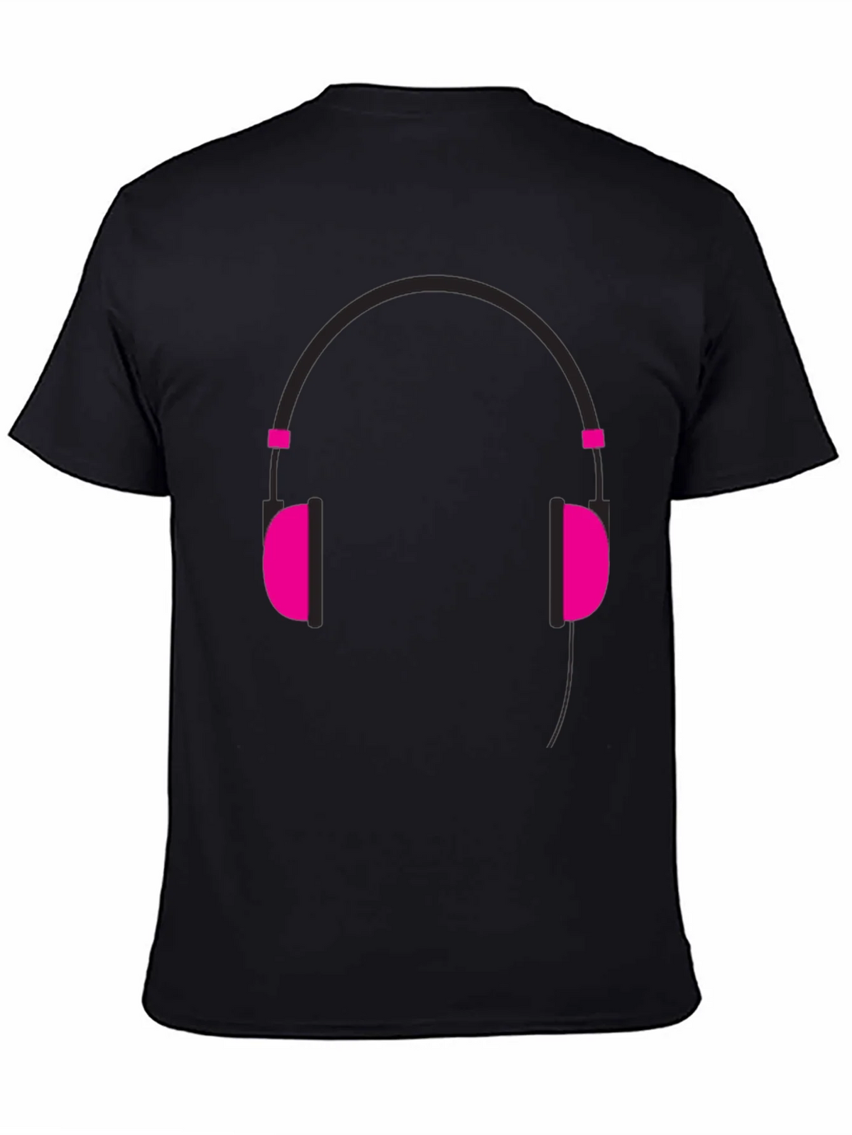 Graphic Tee: Headphones Design - Black Cotton Casual Wear product image 3