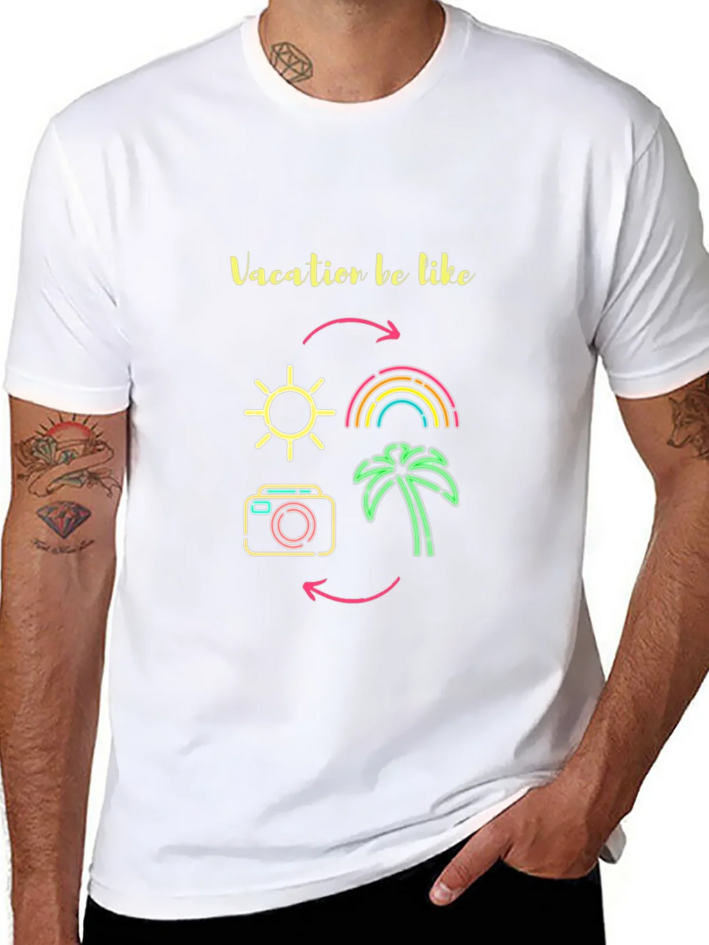 Vacation Mode Graphic Tee - Sun Rainbow Palm Tree product image 6