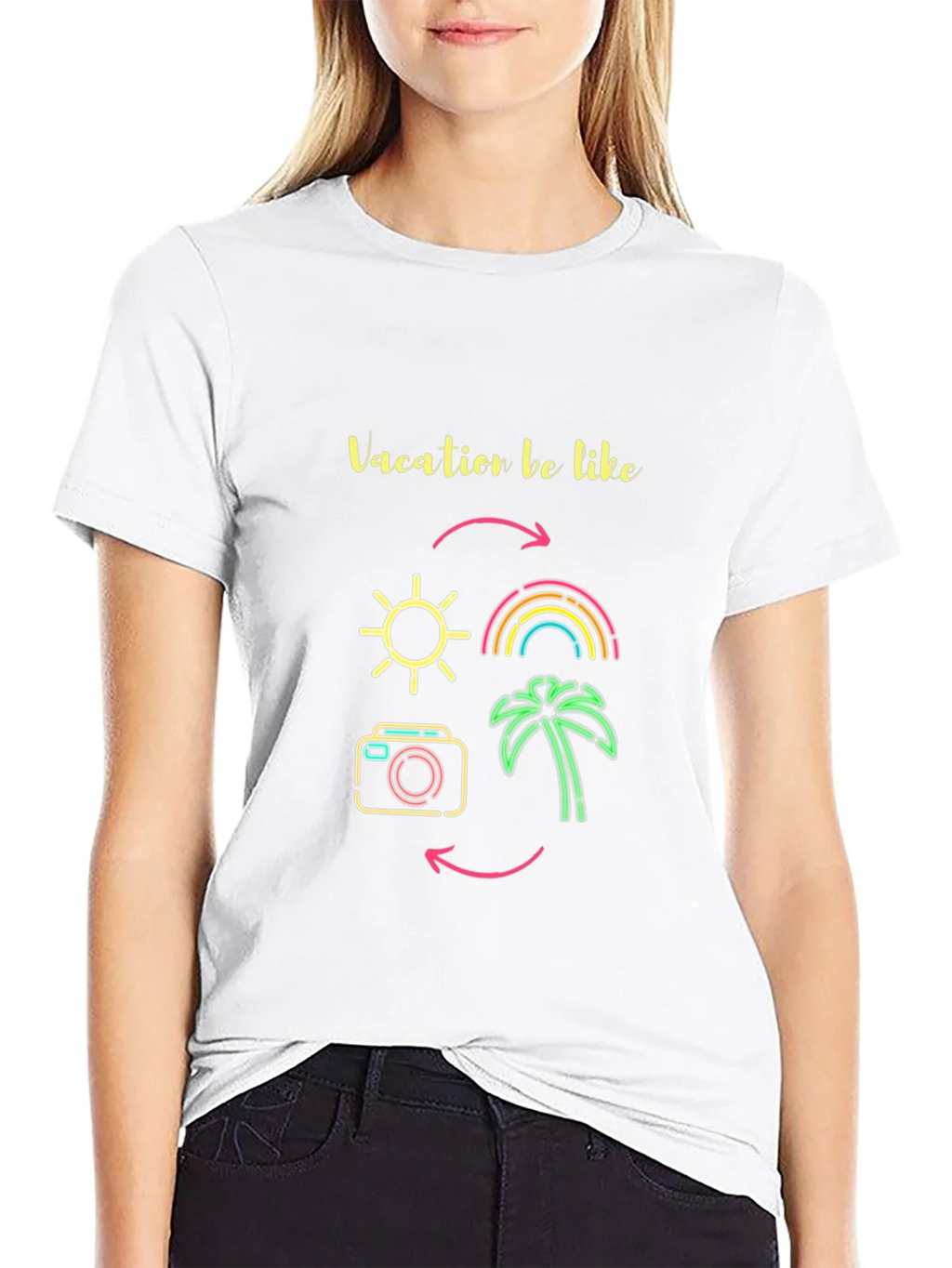 Vacation Mode Graphic Tee - Sun Rainbow Palm Tree product image 7