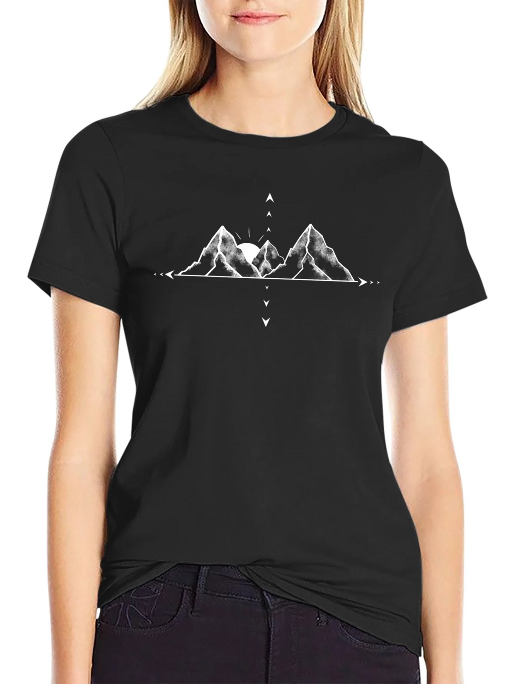 Mountain Graphic Tee - Black Cotton Casual Top product image 2