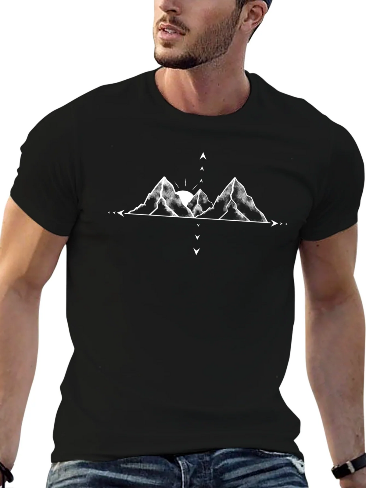 Mountain Graphic Tee - Black Cotton Casual Top product image 5