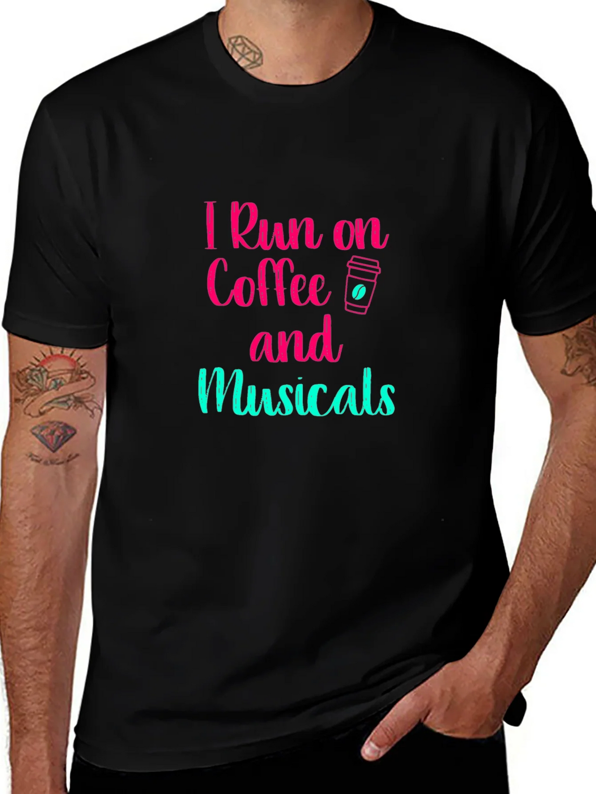 I Run on Coffee and Musicals Graphic Tee - Black product image 1