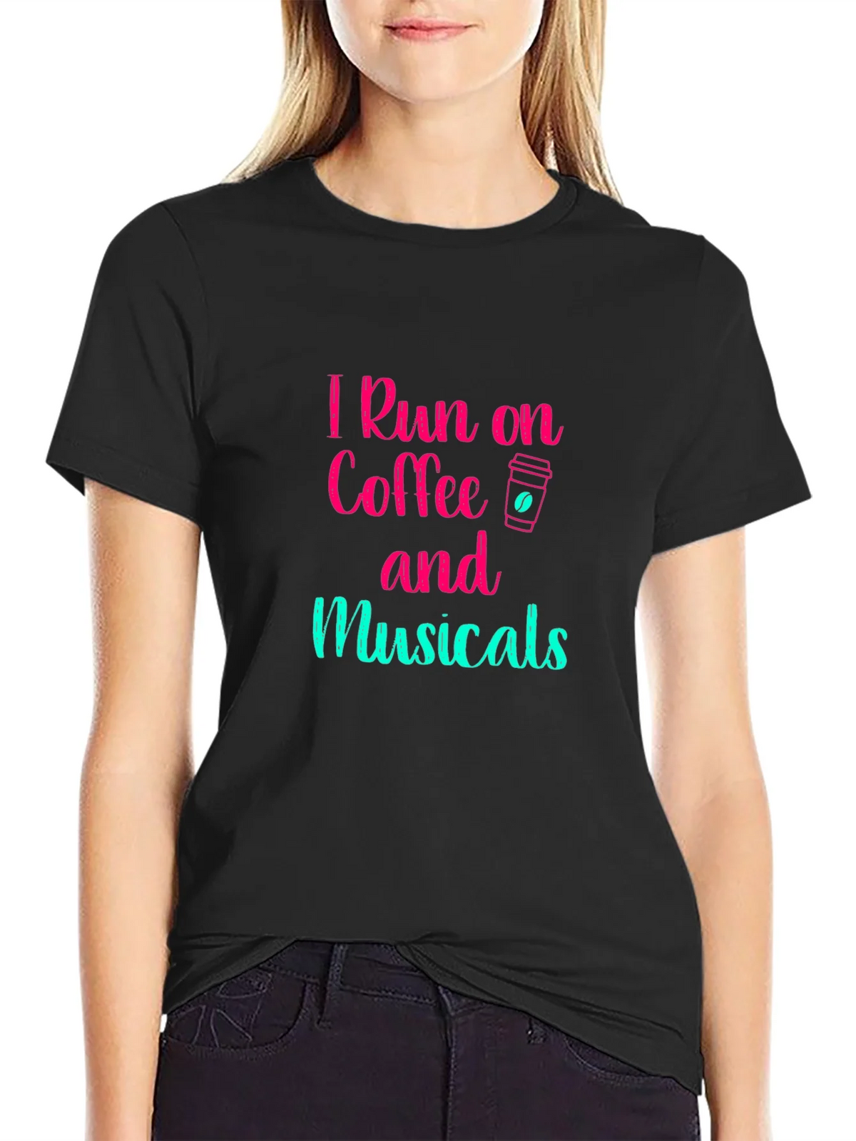 I Run on Coffee and Musicals Graphic Tee - Black product image 2