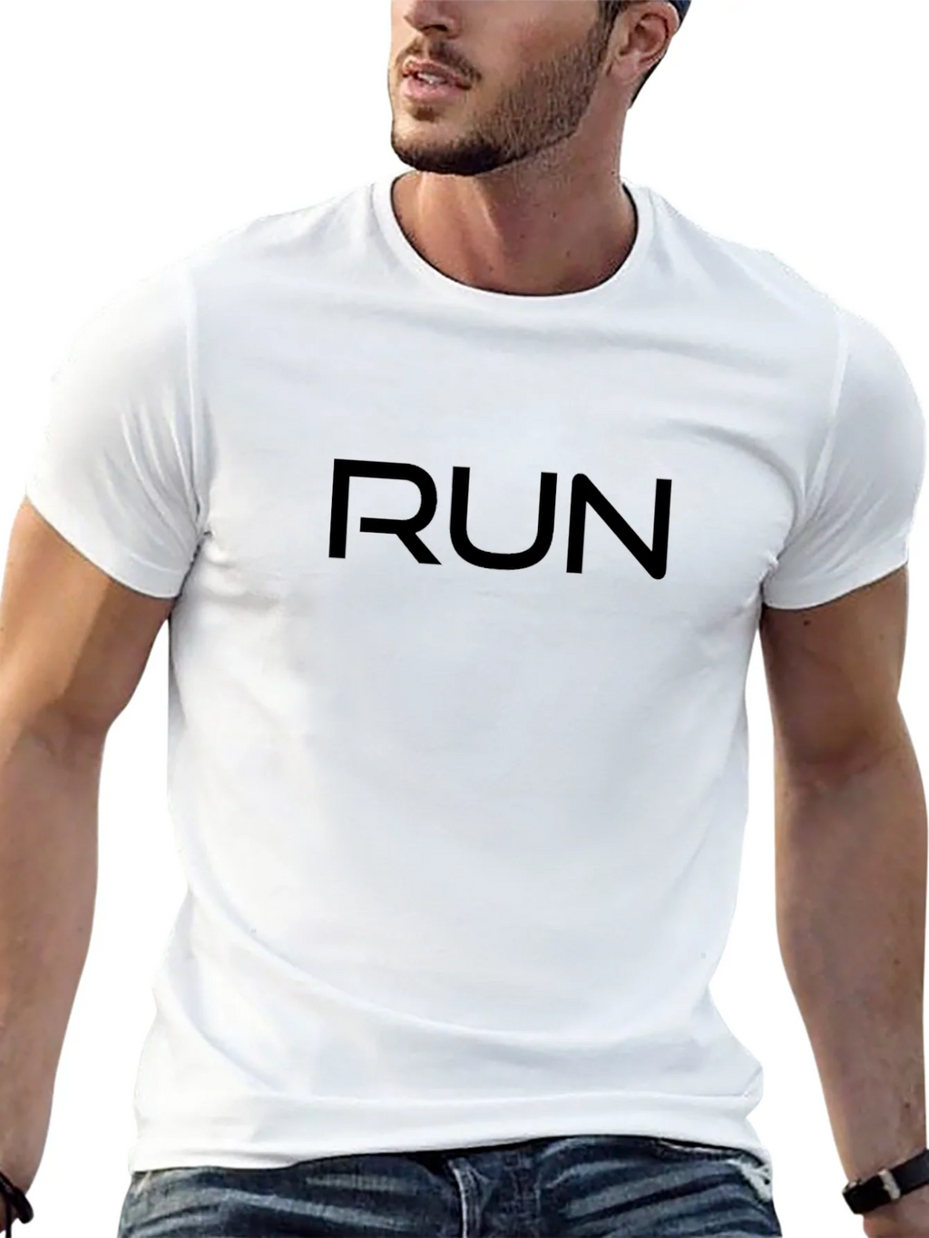 Mens Black RUN Graphic Tee - Athletic Fit product image 12