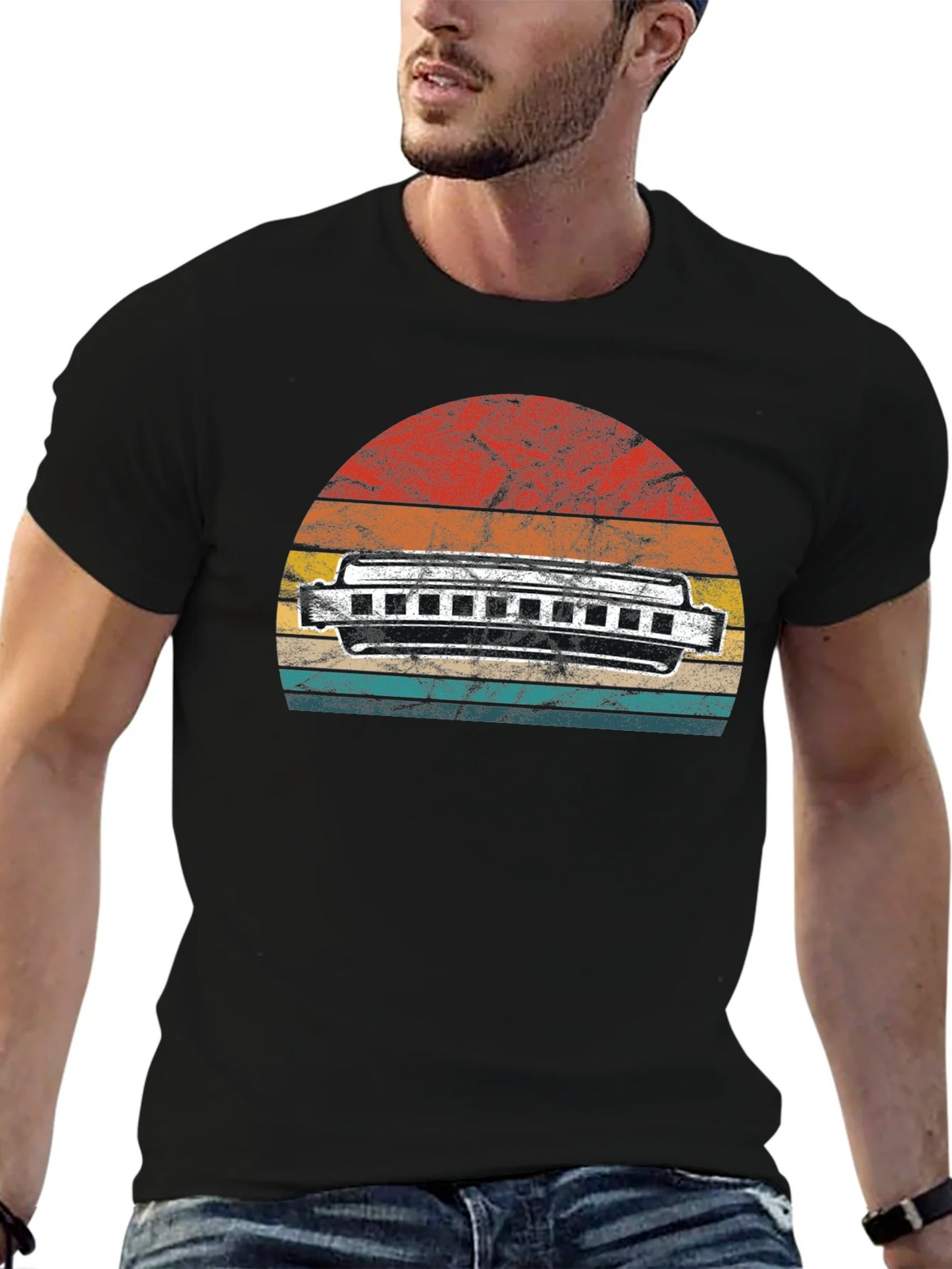Vintage Harmonica Sunset T-Shirt product image 4