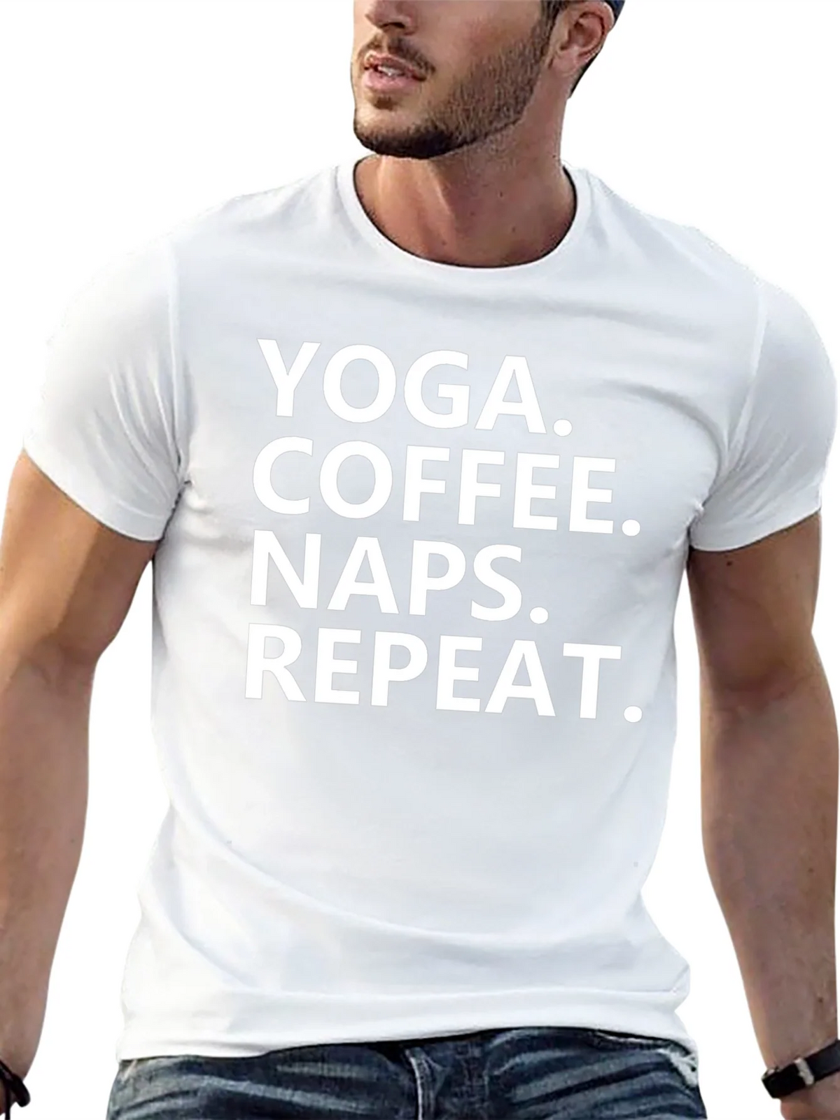 Yoga Coffee Naps Repeat T-Shirt - Black Graphic Tee product image 12