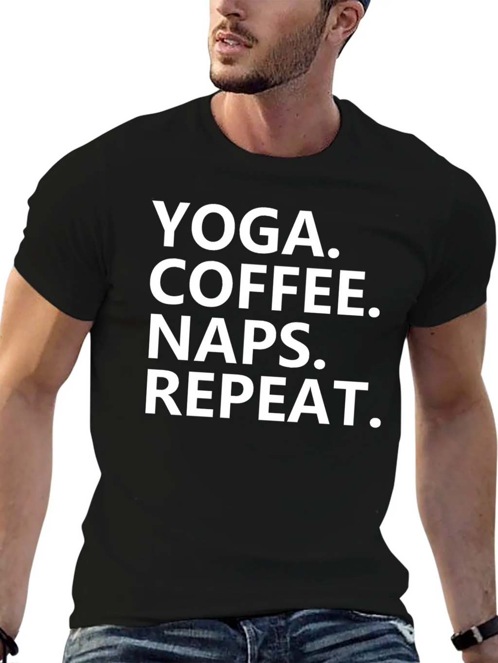 Yoga Coffee Naps Repeat T-Shirt - Black Graphic Tee product image 6