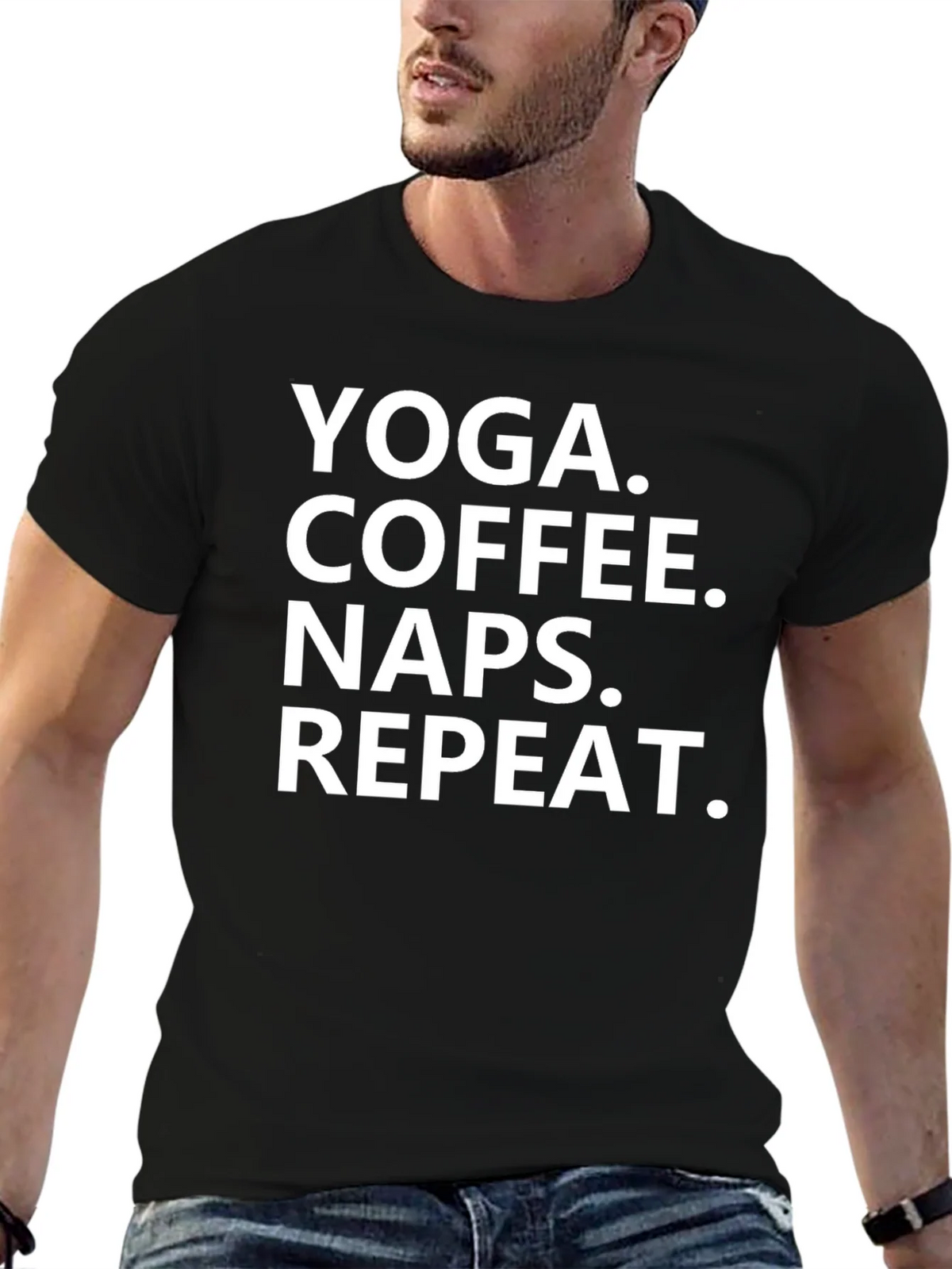 Yoga Coffee Naps Repeat T-Shirt - Black Graphic Tee product image 6