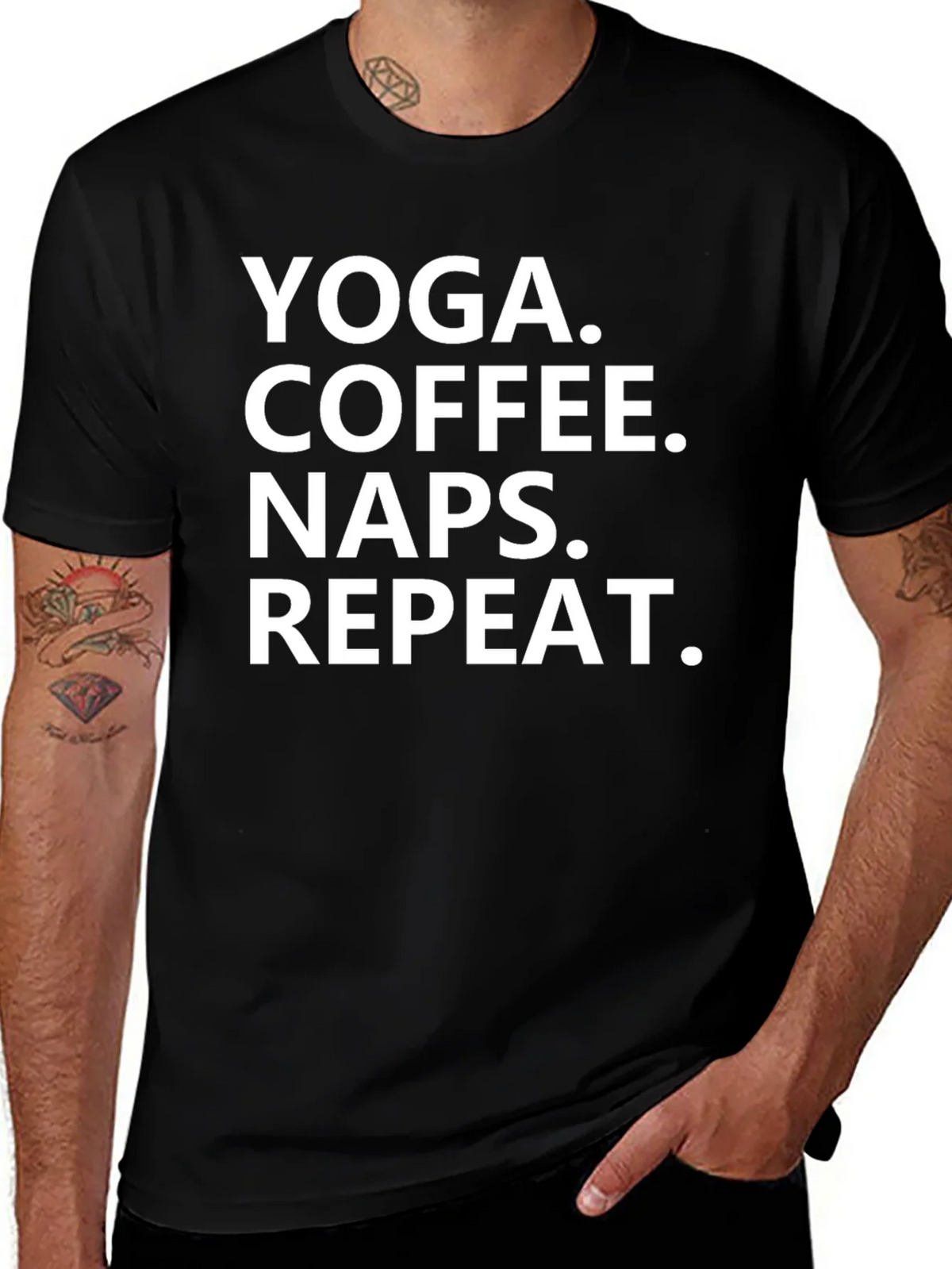 Yoga Coffee Naps Repeat T-Shirt - Black Graphic Tee product image 1