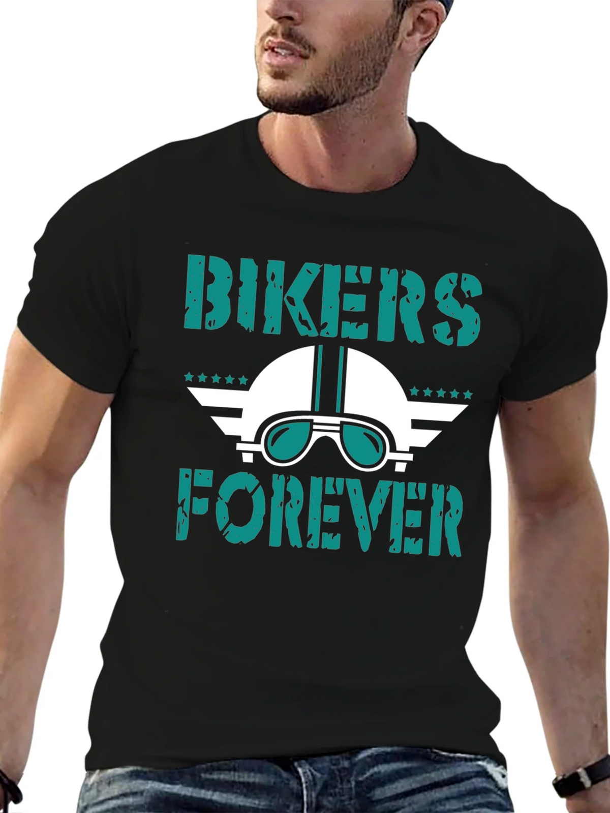 Bikers Forever Graphic Tee - Motorcycle Helmet Design product image 4