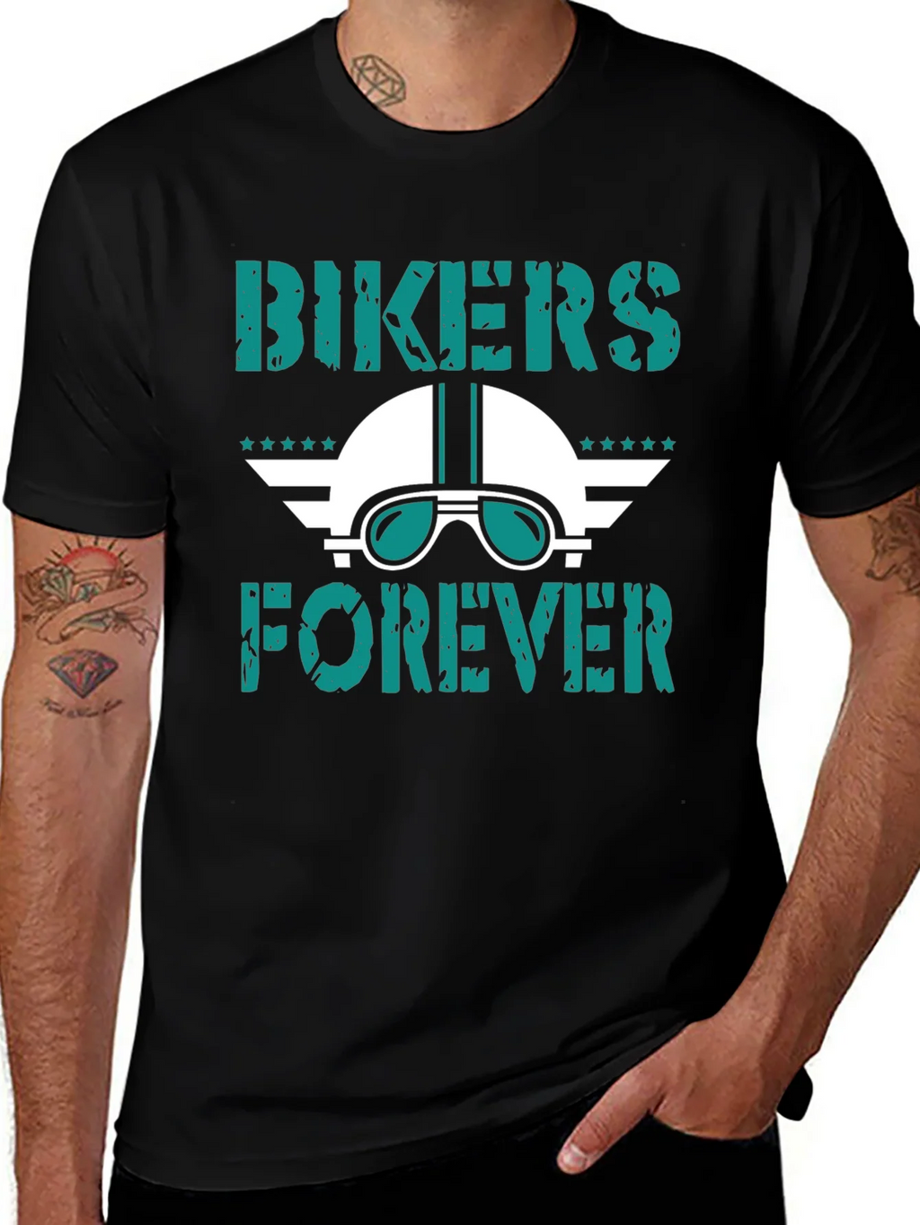 Bikers Forever Graphic Tee - Motorcycle Helmet Design product image 1