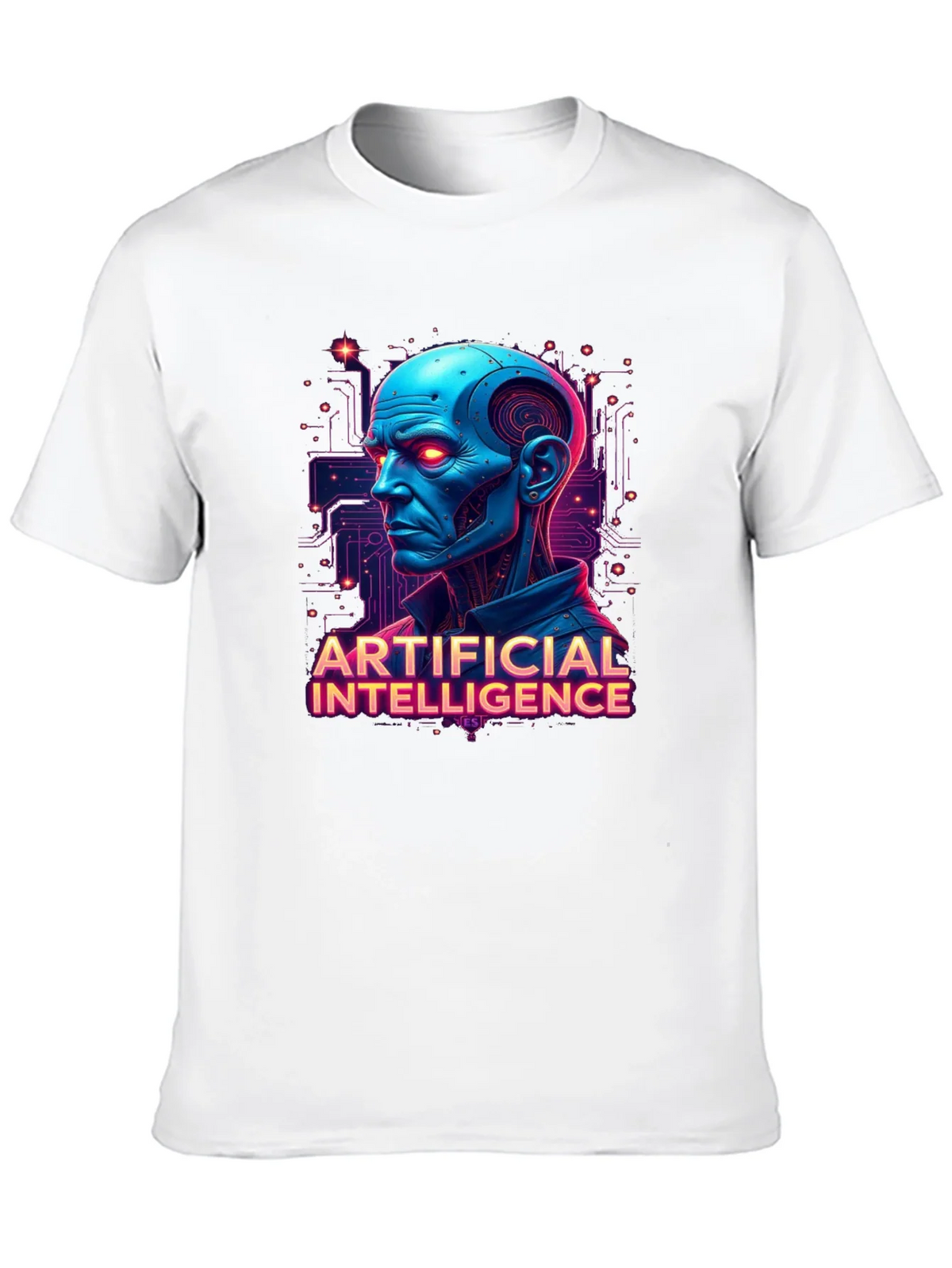 AI Robot Head Graphic Tee - Black T-Shirt product image 7