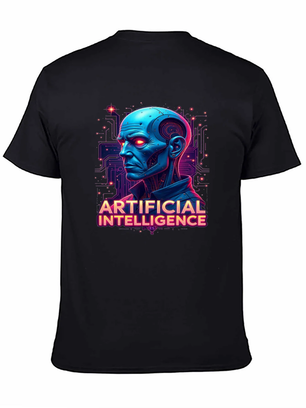 AI Robot Head Graphic Tee - Black T-Shirt product image 3