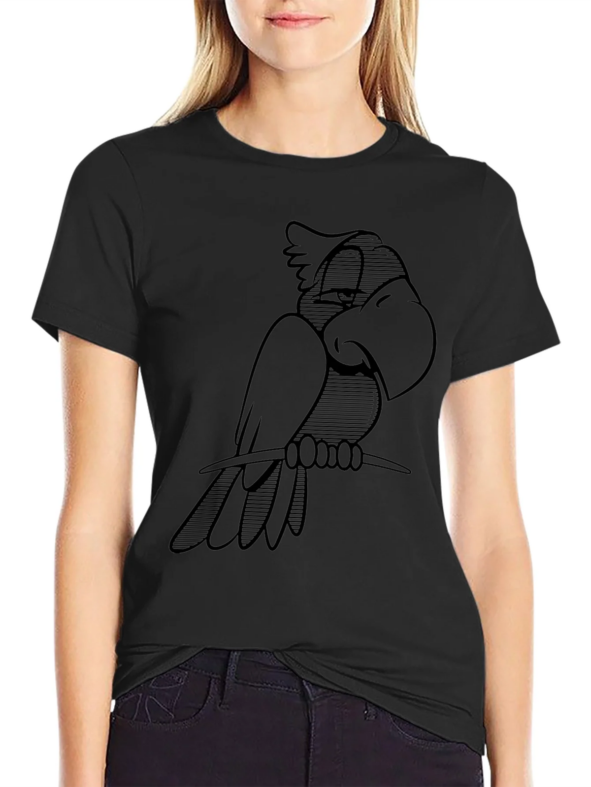 Cool Parrot Graphic Black T-Shirt product image 2