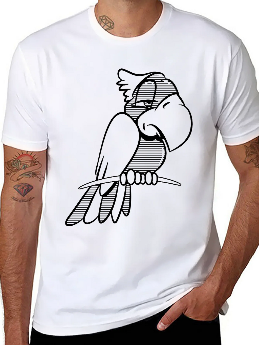 Cool Parrot Graphic Black T-Shirt product image 5