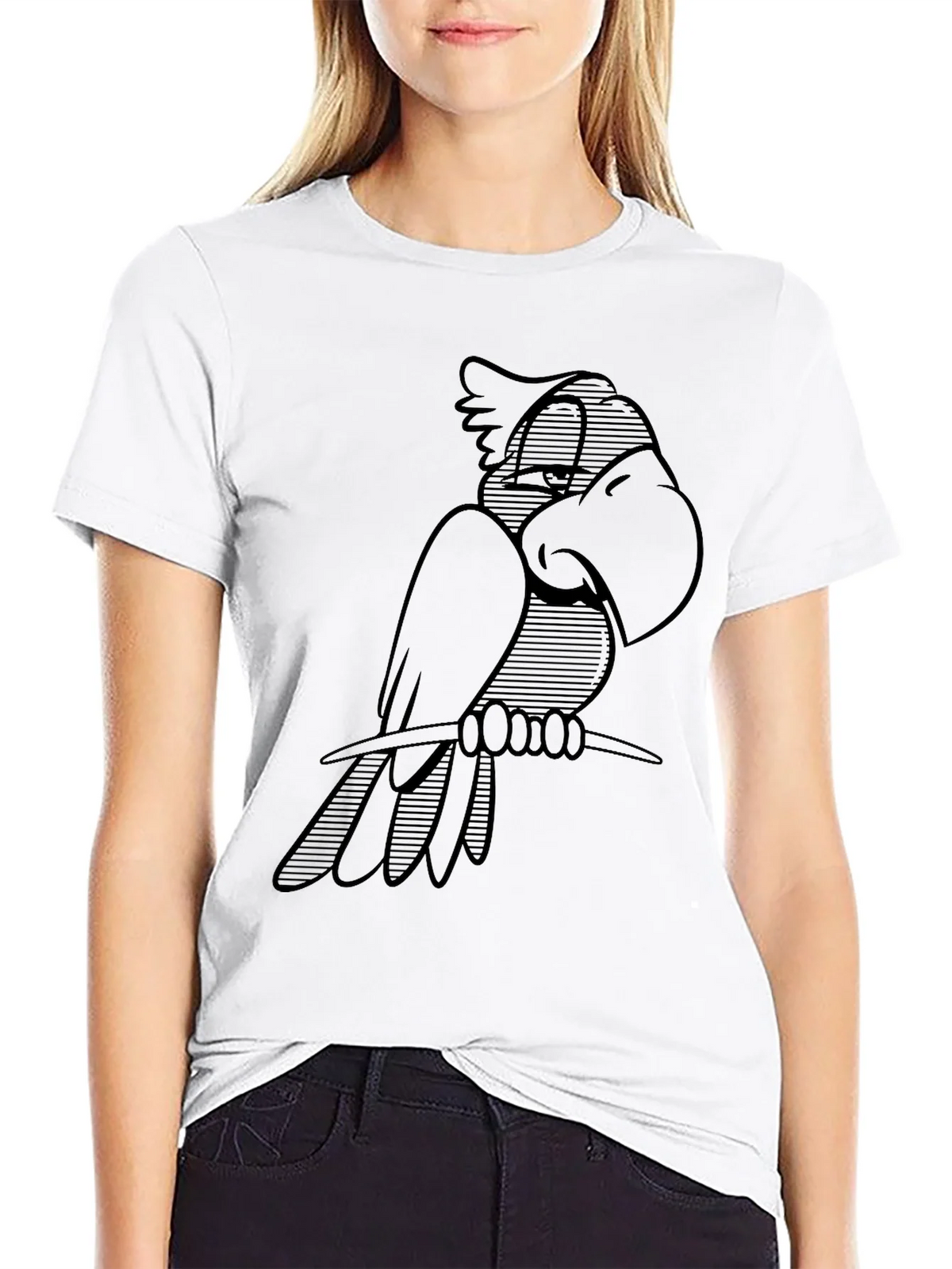 Cool Parrot Graphic Black T-Shirt product image 6
