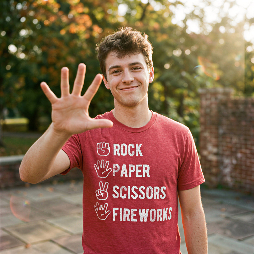 Rock Paper Scissors Fireworks Men's T Shirt product image 2