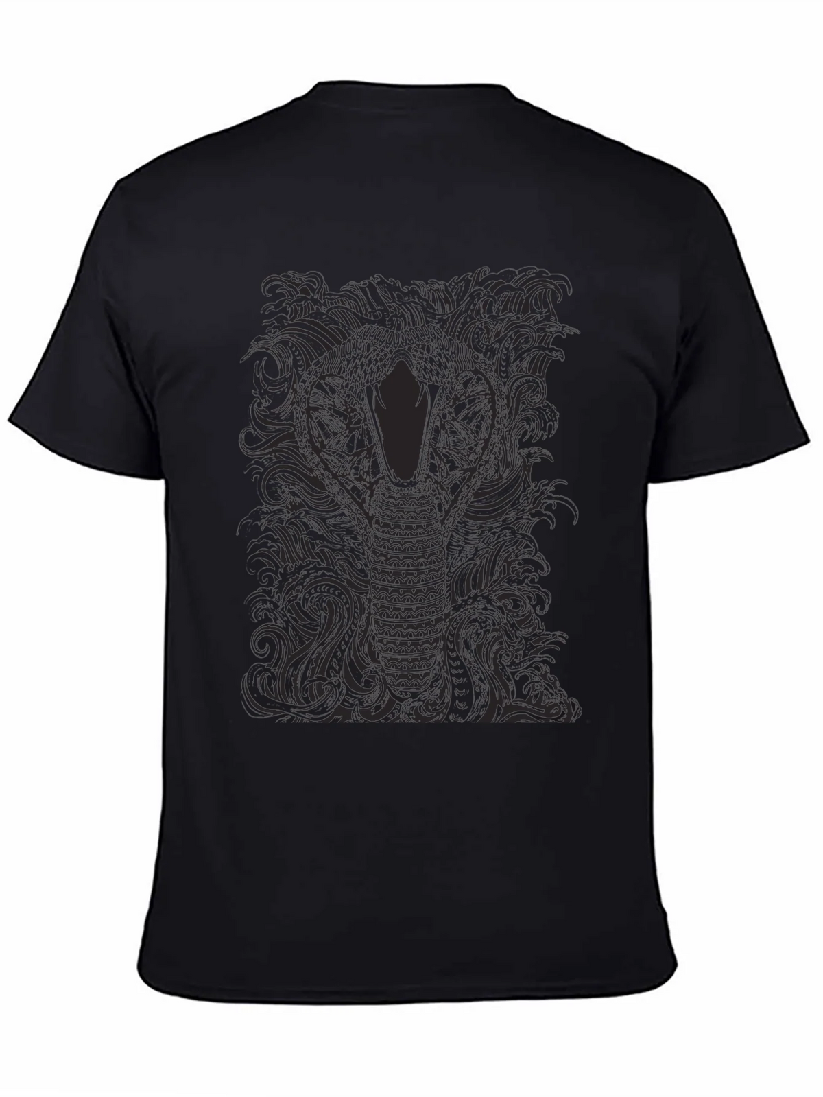 Mens Black Cobra Graphic Tee - Stylish Snake Design product image 3