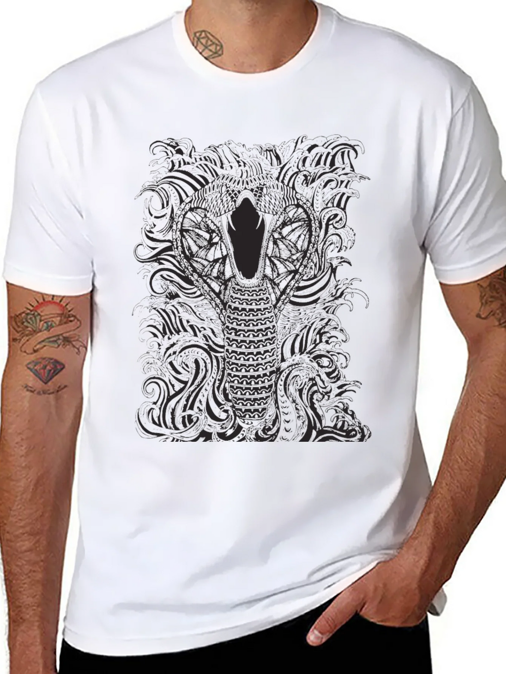 Mens Black Cobra Graphic Tee - Stylish Snake Design product image 5