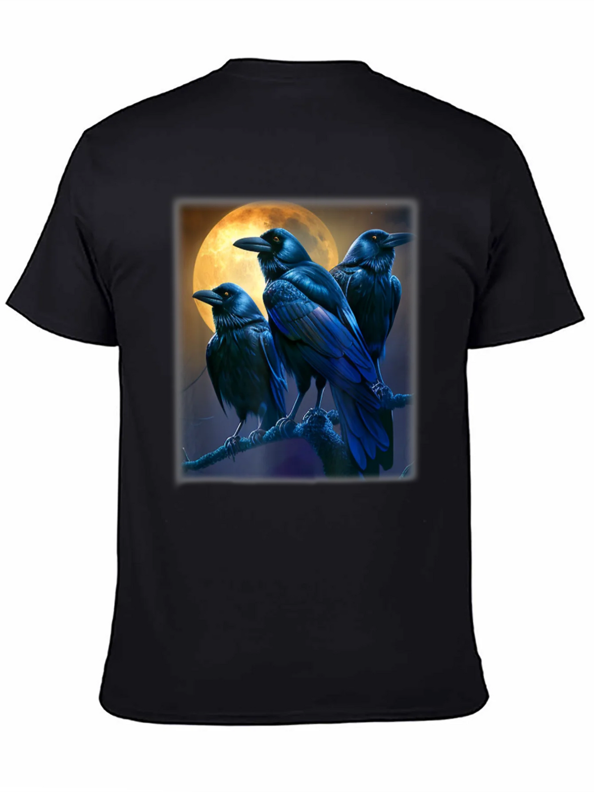 Raven Moon Graphic Tee - Black Cotton T-Shirt product image 4