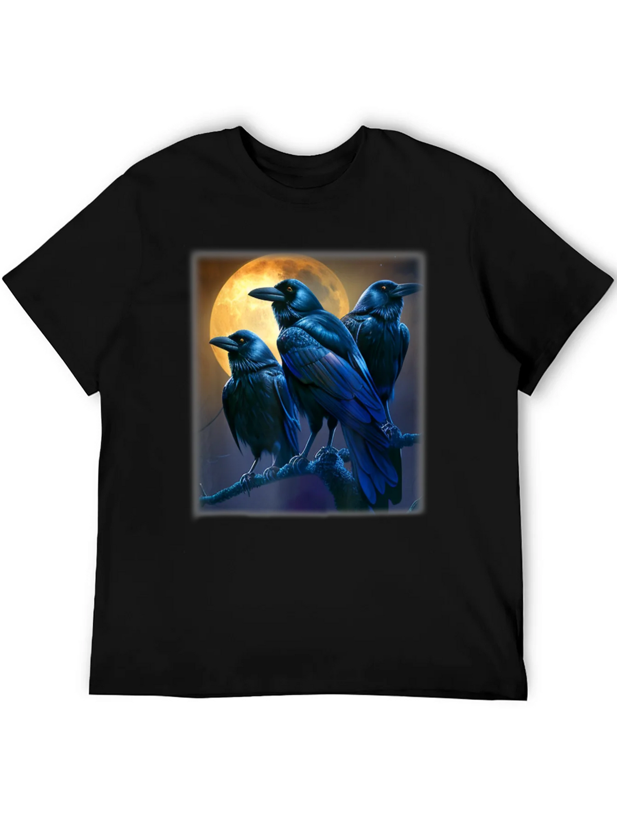 Raven Moon Graphic Tee - Black Cotton T-Shirt product image 5