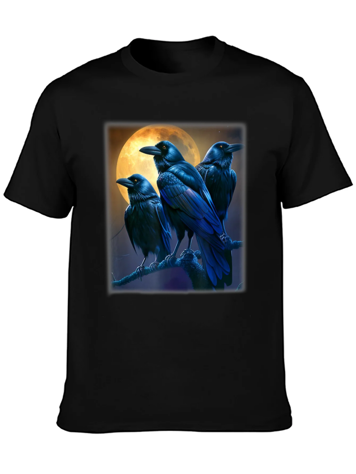 Raven Moon Graphic Tee - Black Cotton T-Shirt product image 3