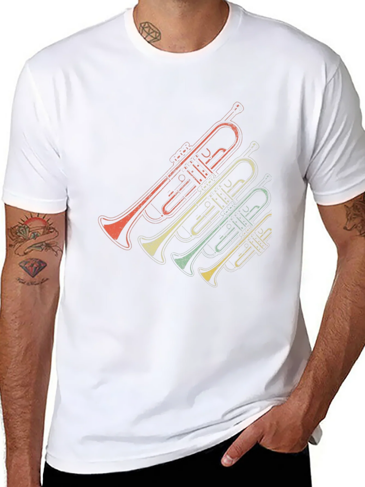 Vintage Trumpet Graphic Tee - Retro Music Lover Shirt product image 4