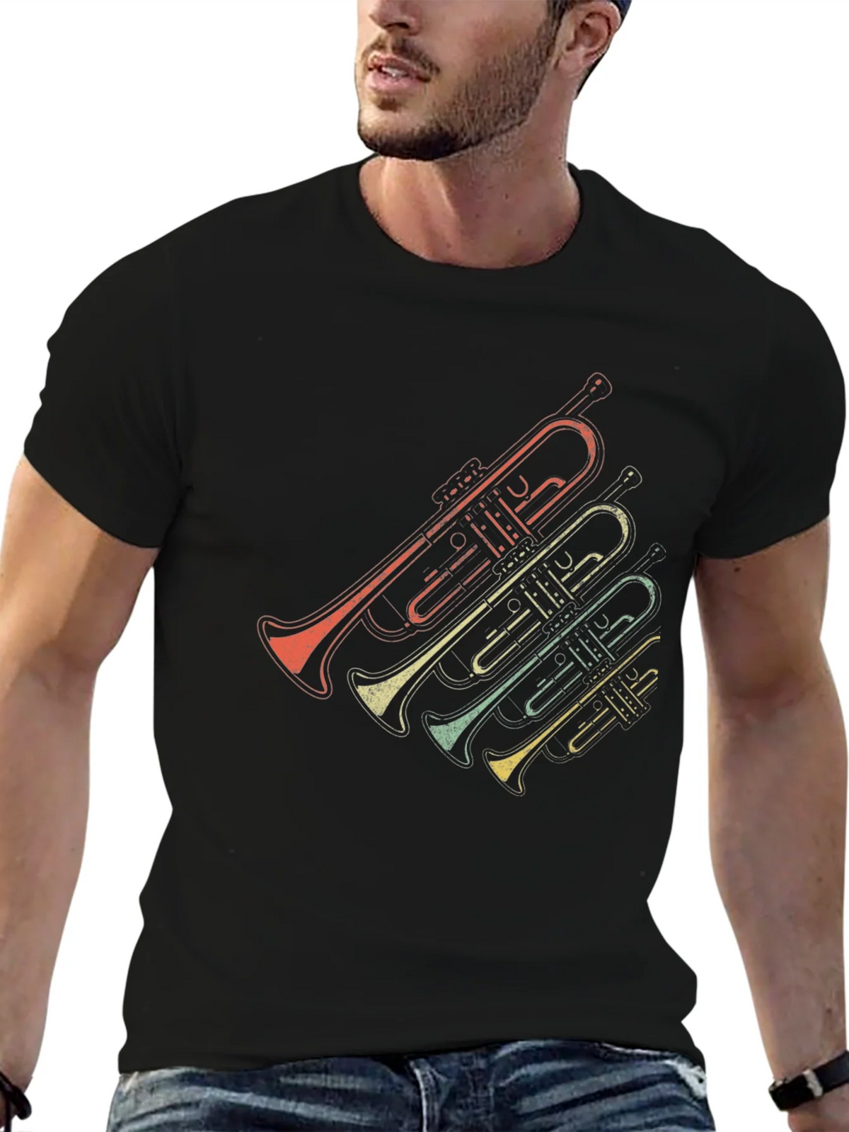 Vintage Trumpet Graphic Tee - Retro Music Lover Shirt product image 3
