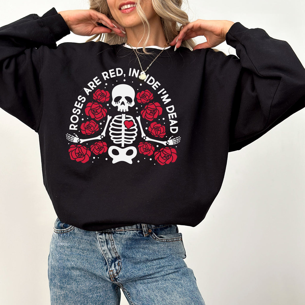 Red Roses Inside I'm Dead Sweatshirt product image 1