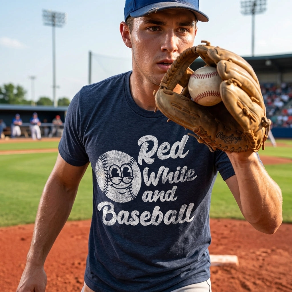 Red White And Baseball Men's T Shirt product image 4