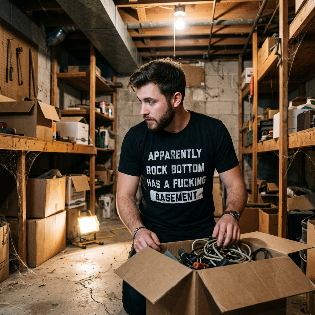 Apparently Rock Bottom Has A Fucking Basement Men's T Shirt product image 2