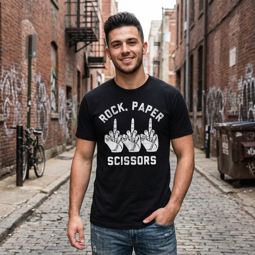 Rock Paper Scissors Middle Finger Men's T Shirt product image 2