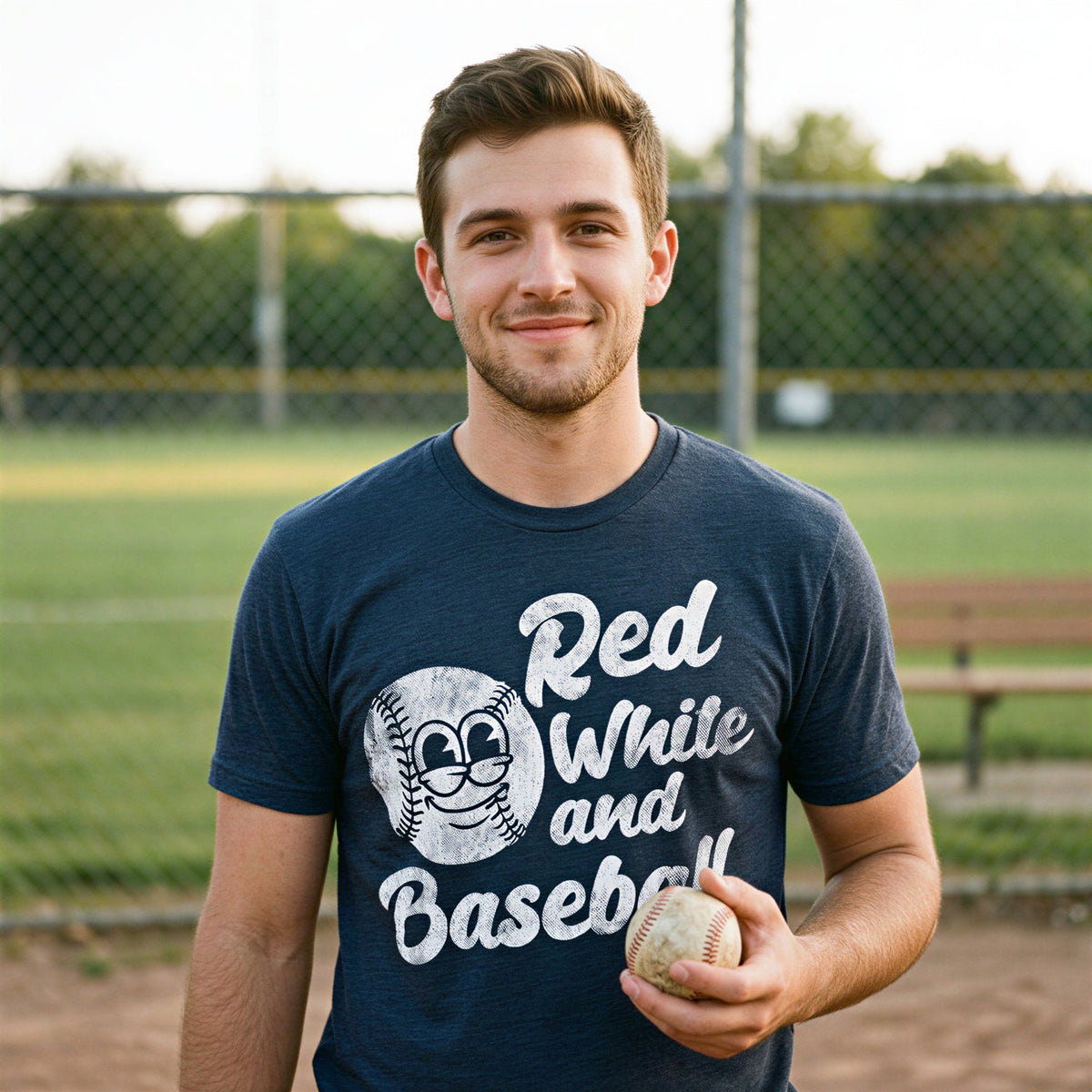 Red White And Baseball Men's T Shirt product image 2
