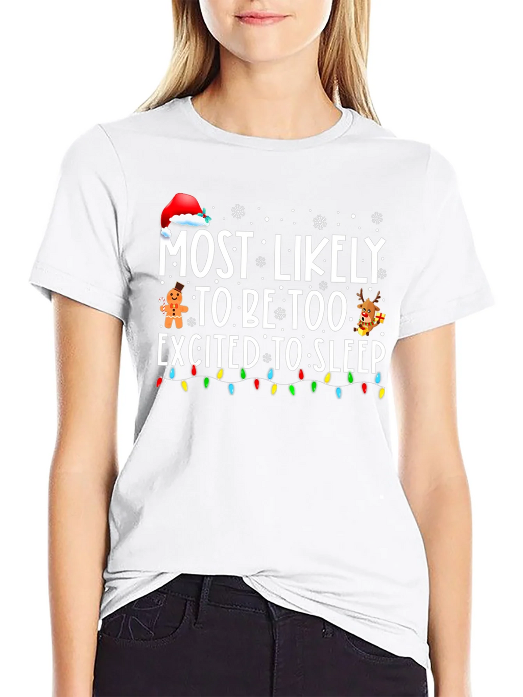 Funny Christmas T-Shirt: Most Likely Too Excited to Sleep product image 7