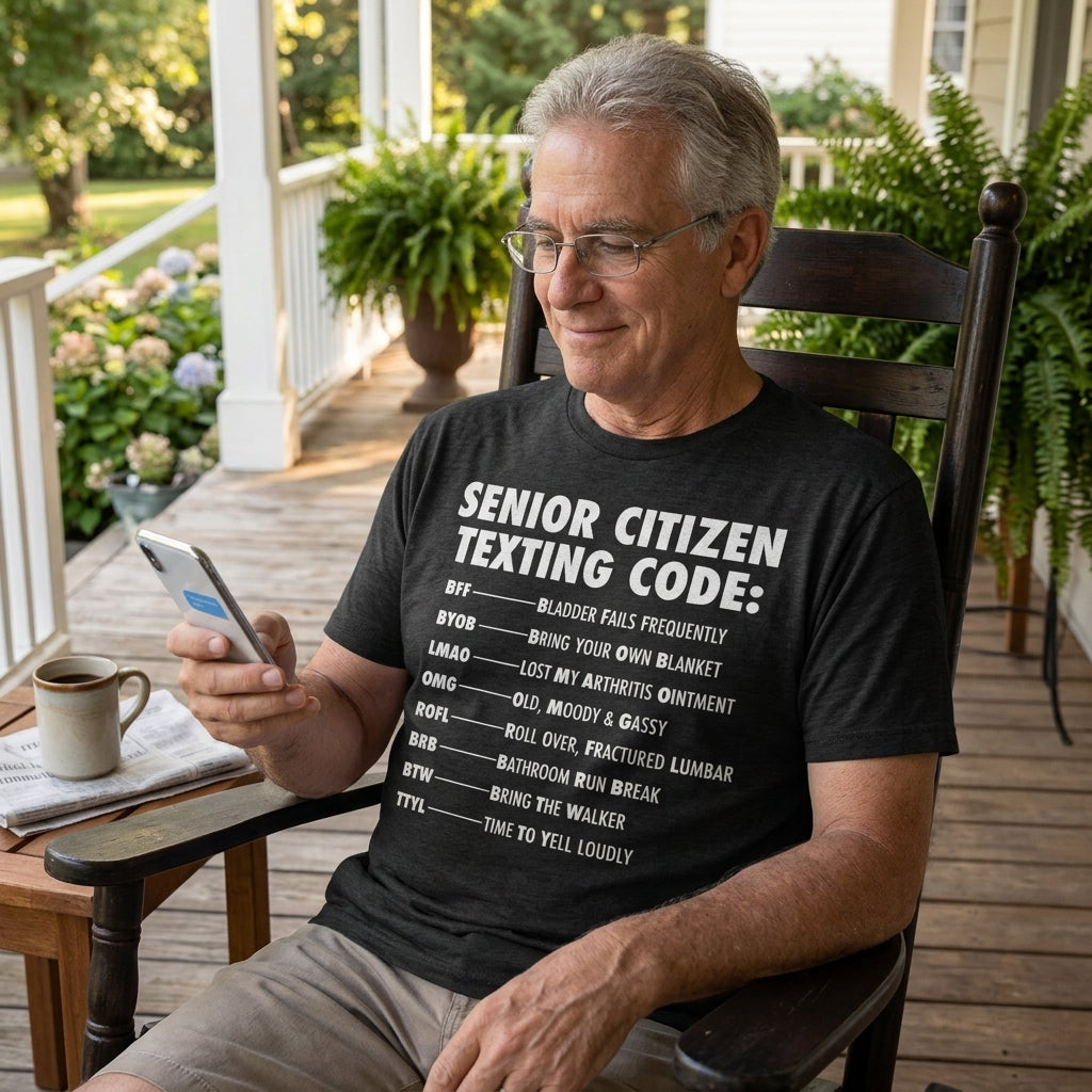 Senior Citizen Texting Code Men's T Shirt product image 2