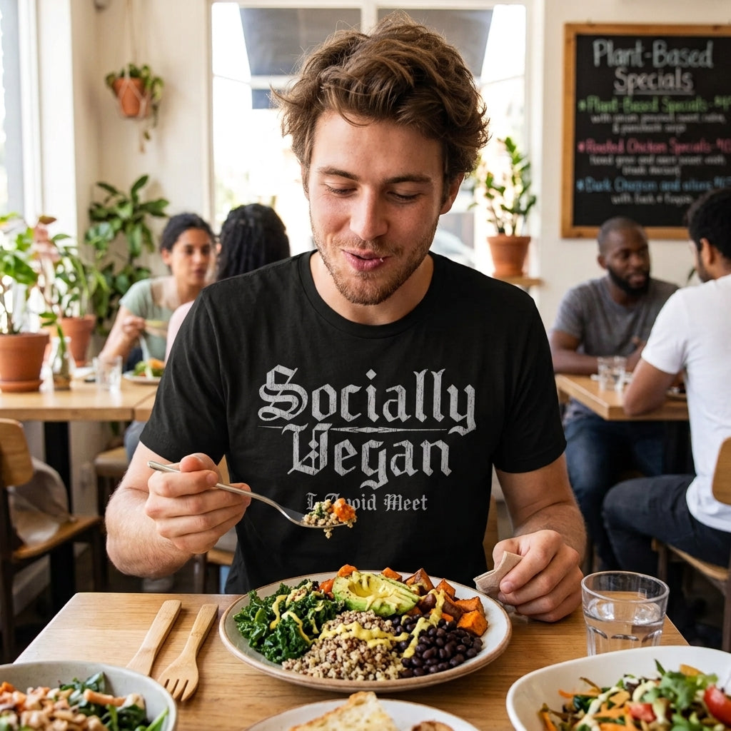 Socially Vegan I Avoid Meet Men's T Shirt product image 2